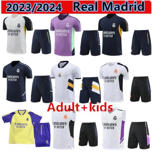 2023-2024 Комплект СПОРТИВНОГО КОСТЮМА REAL Madrids ТРЕНИРОВОЧНЫЙ костюм 22/23 для мужчин и детей, жилет с короткими рукавами, футбольный тренировочный костюм, Chandal Football Surveyement