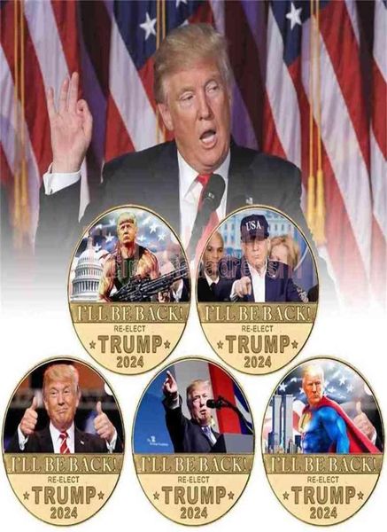 SARÒ TORNATO rieletto TRUMP 2024 Coin Presidente Donald Trump Denaro falso Anti Never Joe Biden MAGA Elezioni presidenziali americane Acces6903816