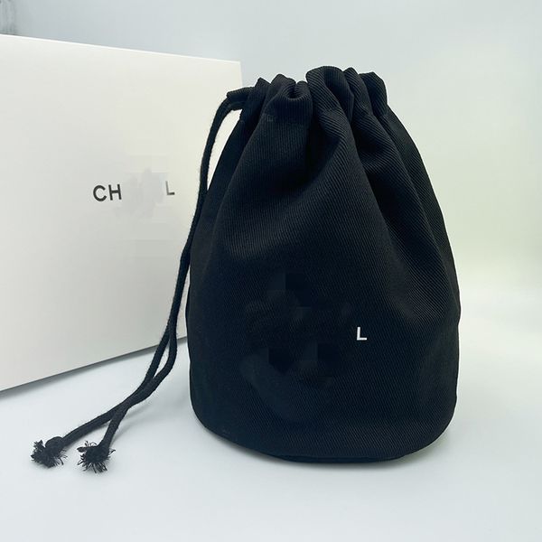Tasarımcı Saklama Kutuları Beyaz harflerle siyah kadınlar için baskı logosu pamuk tuval makyaj çantası yüksek kaliteli yıkama torbası