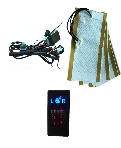 Tampa do carro Interruptor de roda dupla de cinco velocidades 2 assentos 12V Fibra de carbono aquecedor de assento de carro3553028