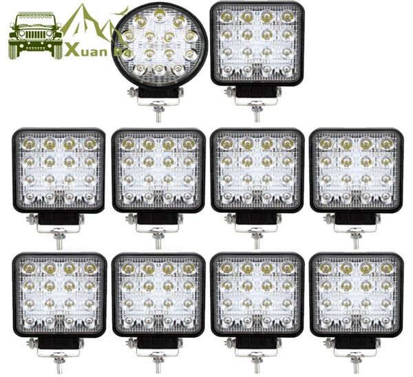 XuanBa 4 Zoll quadratische runde LED-Arbeitslichtleiste für Auto, Auto, 12 V, 24 V, Motorrad, LKW, Offroad, UAZ, SUV, Allradantrieb, Flutlicht, Nebelscheinwerfer, 9023663