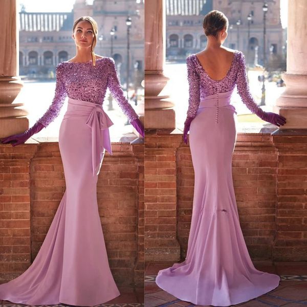 Moderno rosa abiti per la madre della sposa pizzo con paillettes maniche a 3/4 spalle scoperte sexy abito per la mamma senza schienale Abiti per la mamma dello sposo abiti per donne nere africane AMM103