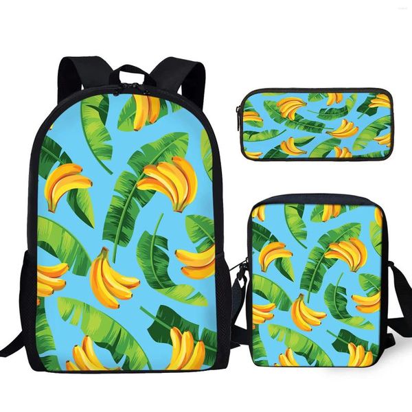 Zaino YIKELUO Pianta tropicale Durevole Marca Foglia di banana Stampa Borsa a tracolla casual Astuccio per studenti di frutta