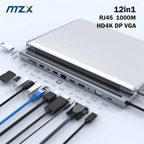 Docking Station Hub USB 1000M Rj45 Multi-hub Tipo C Multi Extension A Dock adattatore DP VGA compatibile HDMI per laptop Macbook