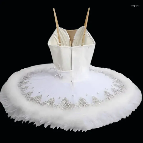 Palco desgaste 2024 crianças e mulheres branco cisne lago ballet tutu saias para meninas vestido de dança do ventre trajes de desempenho bonito