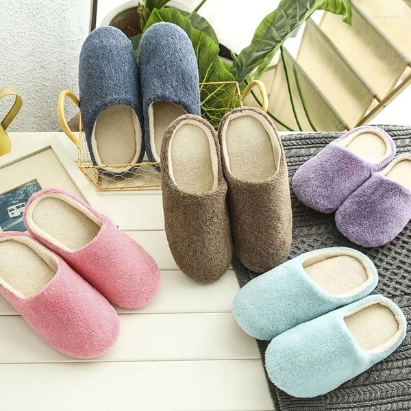 Hausschuhe Frauen Feste Farbe warm warm bequeme thermische Innenhäuser weiche Fleece -Schuhe Schuhe Schuhe Sommer heiß mit Kasten