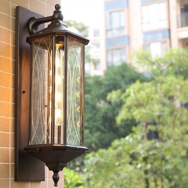 Lampada da parete per porta esterna impermeabile in stile cinese cortile balcone giardino villa corridoio LED terrazza retrò