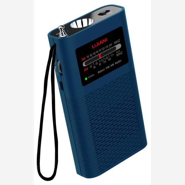 Radio Radio portatile Lettore Am/fm/mp3 con torcia 2200mAh Funzionamento a batteria, Antenna lunga Migliore ricezione, 9/10k Universale