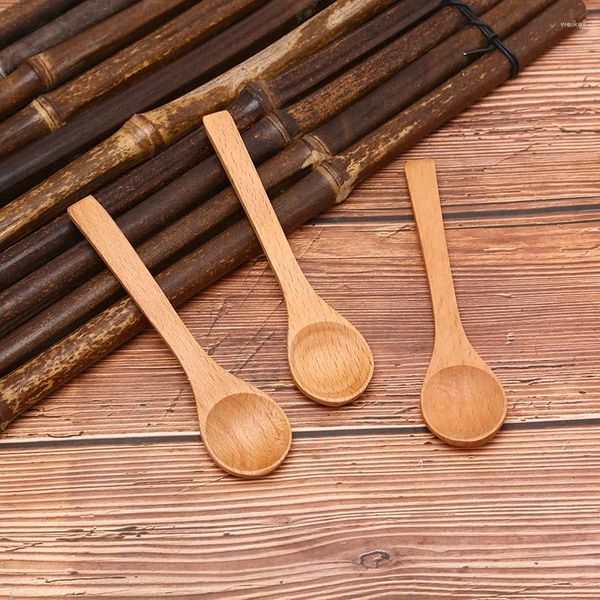 Cucchiai 1 cucchiaio rotondo in legno di bambù per zuppa, tè, caffè, sale, utensili da cucina, posate