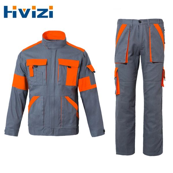 Abbigliamento 1 Set Abiti da lavoro Uniforme Uomo Donna Abbigliamento da lavoro Cappotto e pantaloni Tuta da saldatura Officina di riparazione auto Abbigliamento meccanico