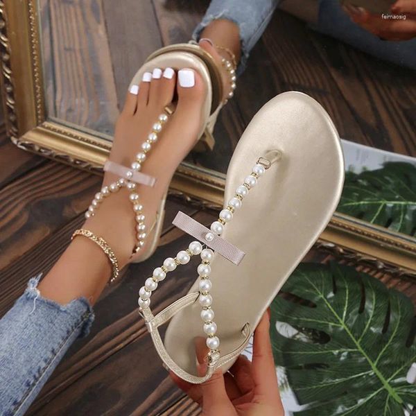 Sandálias sapatos de verão para mulheres deslizamento no clipe toe moda strass bling gordura feminina sandalias 2024 praia senhoras calçado