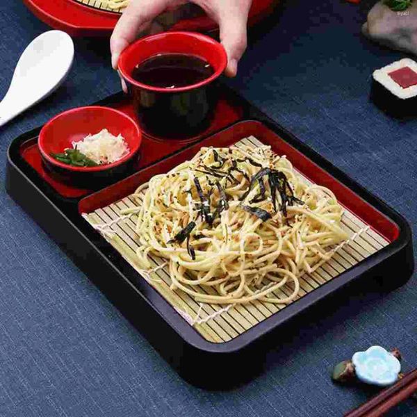 Set di stoviglie Vassoio per piatti freddi giapponesi con cuscino in bambù Posate in stile melammina decorativo per tè pomeridiano Udon