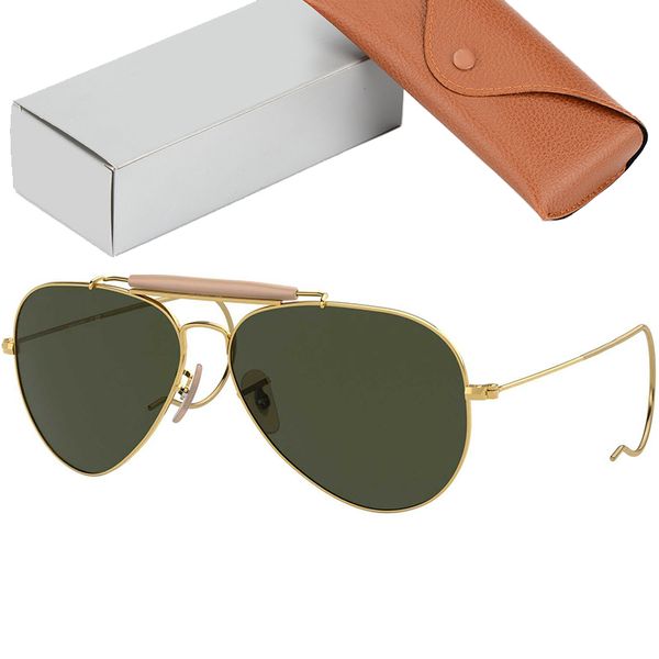 Óculos de sol homens mulheres piloto ao ar livre mens óculos de sol clássico quadro de metal design óculos de proteção uv lentes des lunettes de soleil com caso