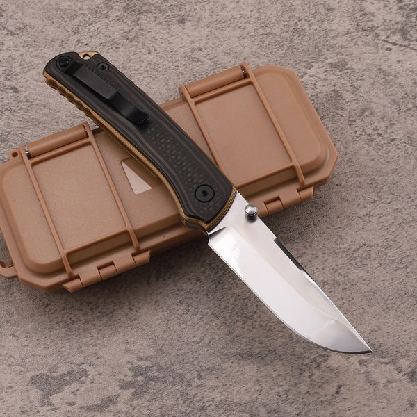 Promotion A0218 High-End-Klappmesser VG10-Drahtzeichnung Drop-Point-Klinge TC4-Titan mit Kohlefasergriff Kugellager EDC-Taschenmesser