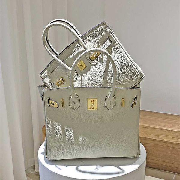 Bolsa tote bk milk shake branco saco de couro genuíno das mulheres 2023 nova moda e elegante bolsa de couro macio pequeno saco