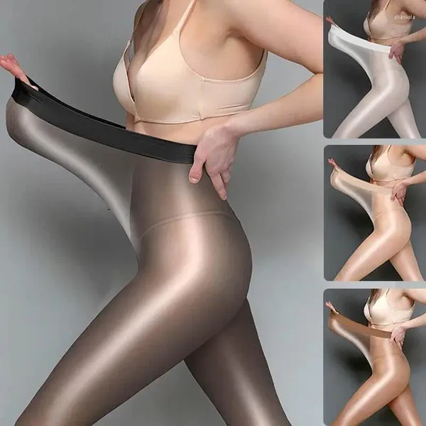 Frauen Socken Frau Strumpfhosen Sexy Ultra-dünne Glänzende Öl Strumpfhosen Hohe Elastizität Taille Transparente Nylons Erotische Strümpfe