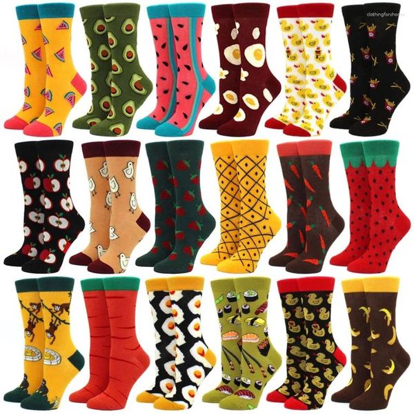 Damensocken, 1 Paar, lustig, niedlich, Cartoon-Frucht, Banane, Avocado, Zitrone, Ananas, glückliches Japan, Harajuku, Geschenk, Skateboard