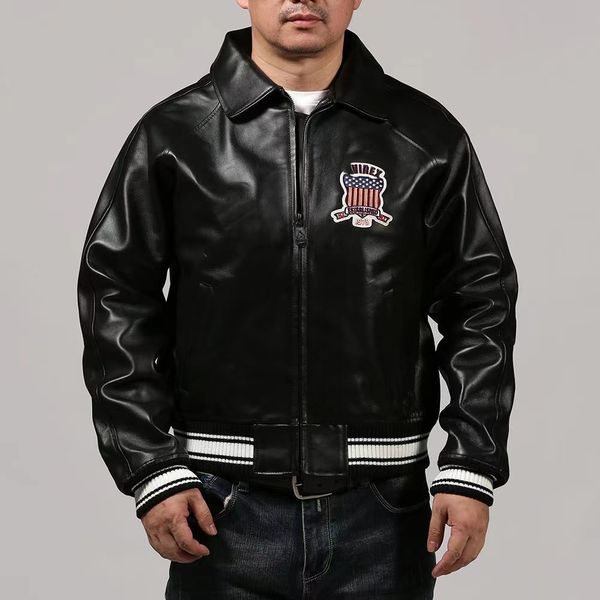 Avirex Black Lothing Leather Jacket Casual Sports Flight Comse, 1975 Соединенные Штаты