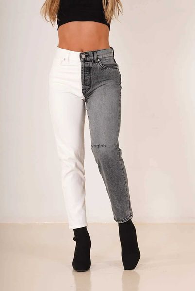 Kadınlar Kot 2021 Yeni beyaz ve gri dikişli kot pantolon moda yüksek bel denim düz pantolon sokak moda pantolonlar s-2xl damla gemisi