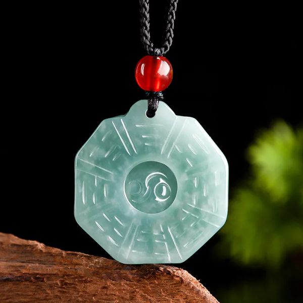 Anhänger Natürlicher Agrade-Jade-Anhänger, blaues Wasser, Tai-Chi-Bagua-Jade, Eis-Typ-Jade-Anhänger, Herren- und Damenschmuck, Jade-Anhänger