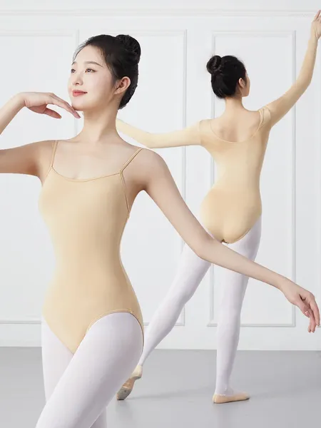 Abbigliamento da palcoscenico Vestito da balletto Body per donna Adulta Danza Dispositivo di occultamento Abbigliamento Sling Art Examination Backing Shirt One Piece Training