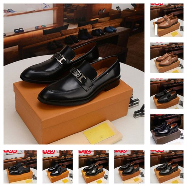 40 Model Lüks İtalyan Erkekler Loafers ayakkabıları siyah kahverengi karışık renk kanat uçları erkek tasarımcı elbise süet ayakkabılar ofis düğün gerçek deri rahat ayakkabılar erkekler için 38-47