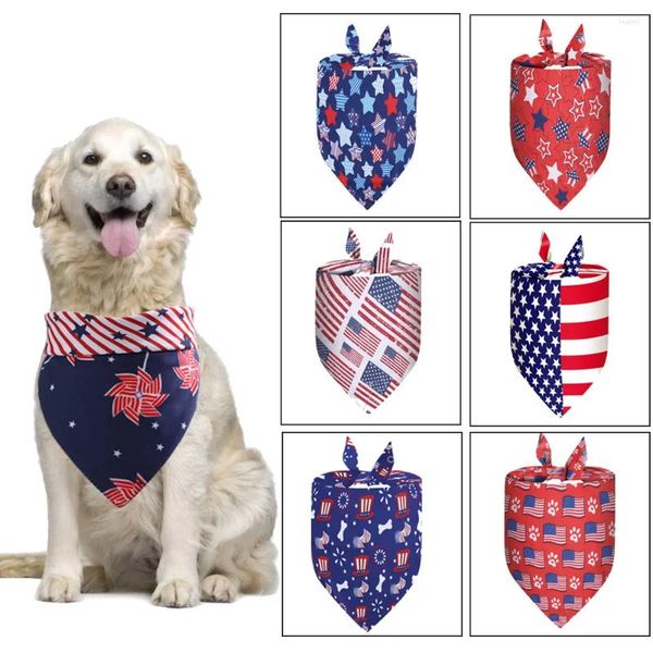 Hundebekleidung Unabhängigkeitstag Haustier Dreieckstuch Amerikanische Flagge Muster Verband für große Hunde Mode Sommer Weiche Kragen Drop