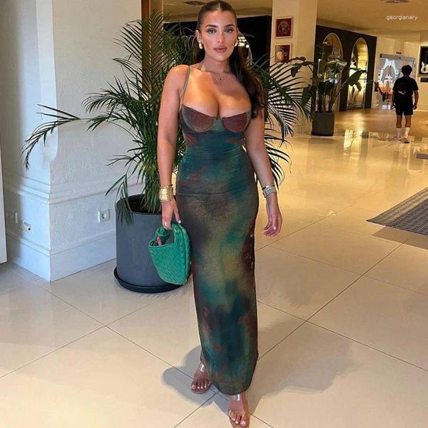 Casual Kleider Kristall Herbst Grün Grafik Sexy Bodycon Ärmelloses Langes Kleid Nachtclub Kleidung Für Frau Mode Off Schulter Maxi