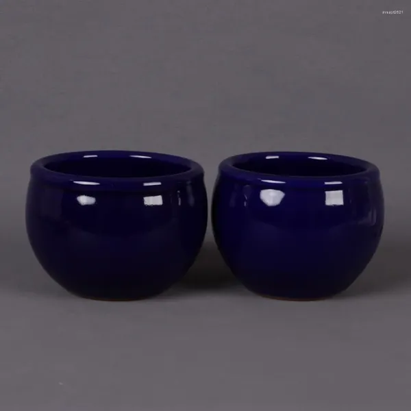 Flaschen Jingdezhen Ji Blau glasiertes kleines Glas, antike Porzellandekoration