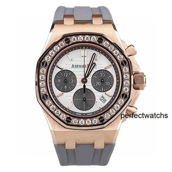 AP Watch Orologio da polso meccanico Orologio da polso pilota Royal Oak Offshore 26231 o Macchinario automatico Anello esterno da donna Diamante originale Materiale in oro rosa 18 carati Completo