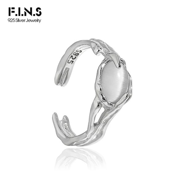 Ringe F.I.N.S Korean Fashion S925 Sterling Silber Eröffnungsring Unregelmäßige Katzen Augenstein Luxusgestein Verstellbarer Finger Fein Schmuck