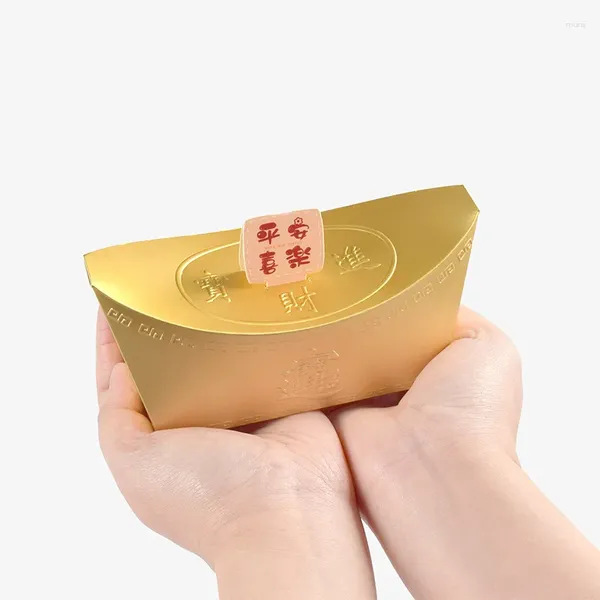 Подарочная упаковка, креативная складная коробка конфет в форме золотого слитка, 10 шт./компл., годовая упаковка, мини-товары