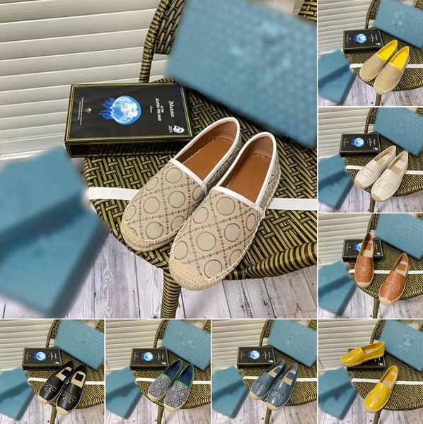 Vintage Casual Ayakkabı Kadınlar Tasarımcı Espadrilles Fisherman Ayakkabı Klasik Straw Tuval Soafers Lüks Marka Baskı Günlük Ayakkabılar Soafers