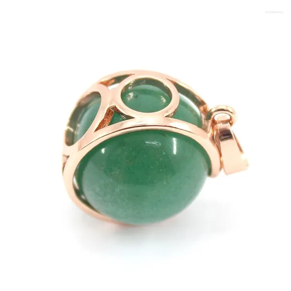 Kolye Kolyeleri Doğal Taş Yuvarlak Ball Meet Metal Aventurine Ametist Gül Kuvars Onyx Takı Yapma Kolye Moda Charm Hediye