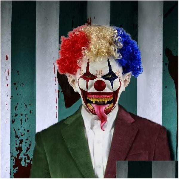 Parti Maskeleri Cadılar Bayramı Korku Joker Maskesi Pennywise Korkunç Zombi Cosplay Lateks Kask Palyaço Damla Teslimat Ev Bahçe Festival Malzemeleri Dhywt