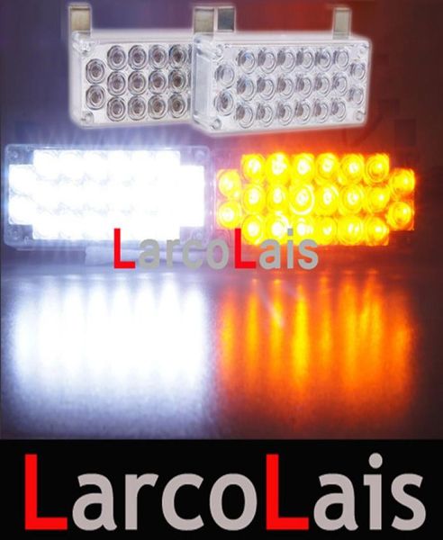 Larcolais Amber White 2x22 LED Strobe Flash Warning EMS Car Truck Light Flashing Firemen Lights 2 x 222831425