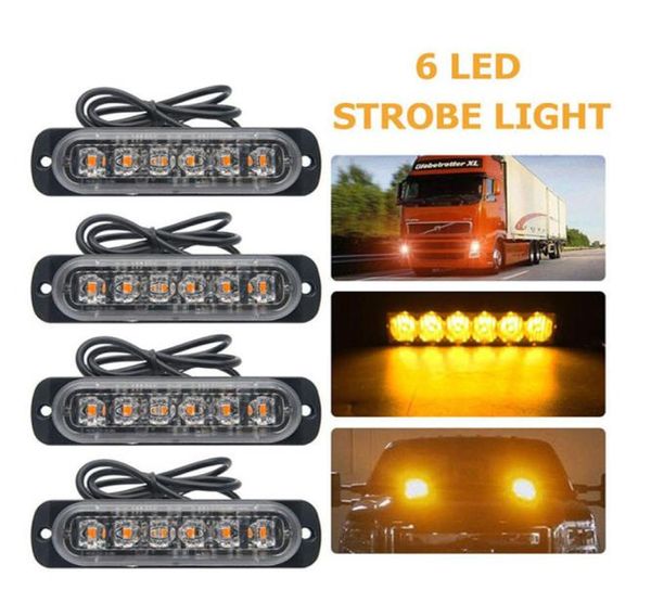 6 luci stroboscopiche a LED per camion, luci di emergenza universali 1224v per auto, SUV, veicoli, moto3701370