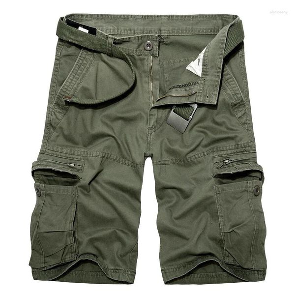 Pantaloncini da uomo 2024 Estate al ginocchio in cotone Army Cargo Pantaloni larghi multitasche casual da uomo