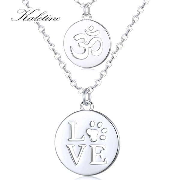 Подвески KALETINE из стерлингового серебра 925 пробы с сердцем Love OM, ожерелье, минималистское Ом Аум, очаровательное ожерелье для медитации, длинное ожерелье для йоги, ювелирные изделия