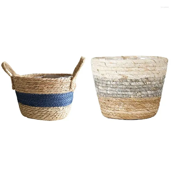 Garrafas Seagrass Planter Basket tecido vaso de flores grande armazenamento interno ao ar livre M