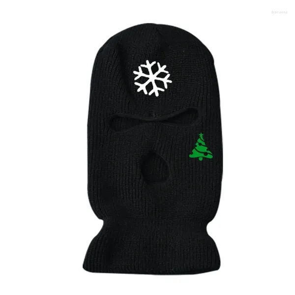 Береты, вязаная маска для лица с 3 отверстиями, Рождественская Балаклава, шапка с полным покрытием, ветрозащитная, зимняя, для защиты ушей, езды на велосипеде, лыжного спорта