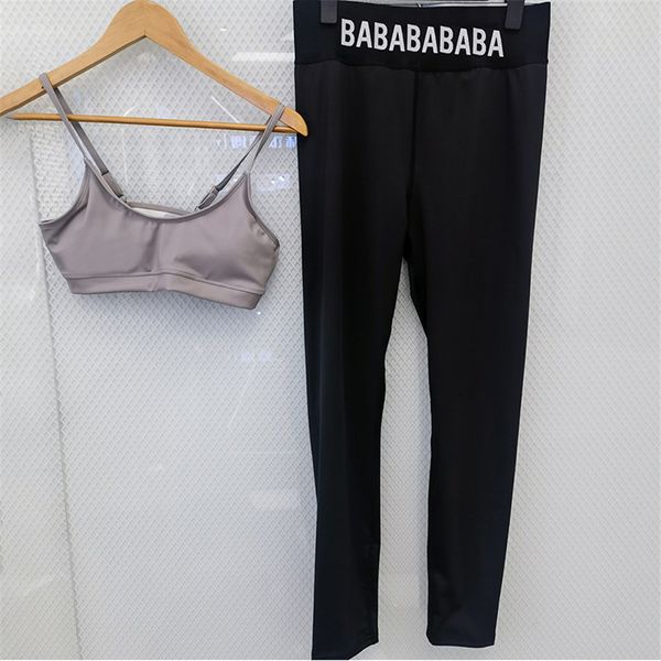 Buchstaben Frauen Trainingsanzug abgeschnitten ärmellos Yoga Outfit Sommer trocken schnell Sport Gym Tank Tops Leggings Designer Sportswear Laufen Fitness tragen