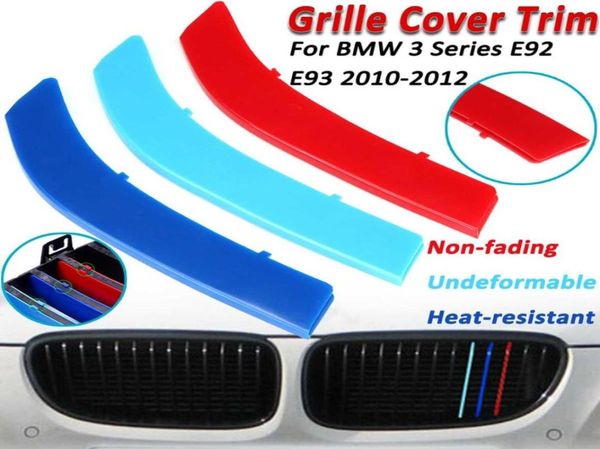 Copertura per strisce sportive per griglia anteriore per auto 3D per BMW E92 E93 1012 Paraurti per cappuccio a 3 colori Griglia per griglia per rene Adesivi per sport motoristici20815088383354