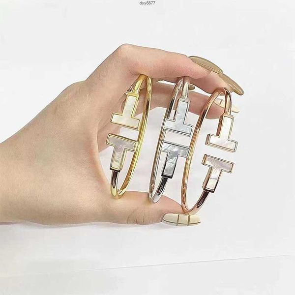 0v7q браслет Thome S925 стерлингового серебра Tiffanynet новый широкий двойной t браслет модный универсальный усовершенствованный женский браслет с бриллиантами
