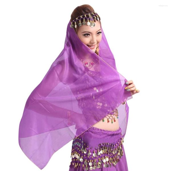 Сценическая одежда, женский головной убор для танца живота, однотонный элегантный шифоновый платок с декором из бус, костюм.