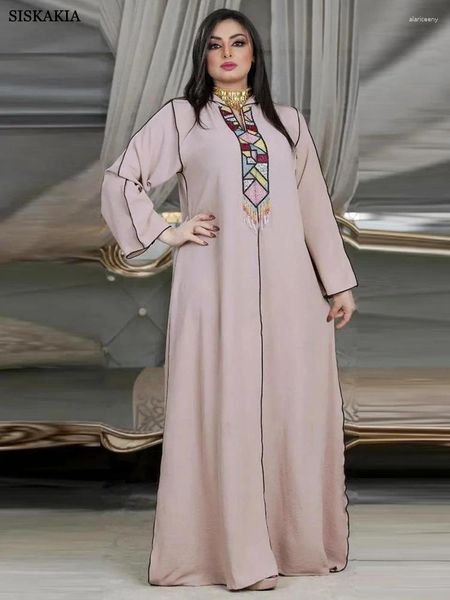 Abbigliamento etnico Abaya per le donne Abito lungo con cappuccio a maniche lunghe con strass in rilievo Caftano Marocain Abaya Turchia 2024 di alta qualità