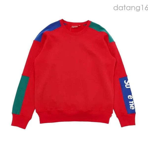 Süper Tasarımcı Sweater Suprenne Marka Crewneck Kirin Arm Yuvarlak Boyun Kontrast Kazak Kırmızı Hoodie Uzun Kollu Kazak Sokak Bombacı Hoodie 9039