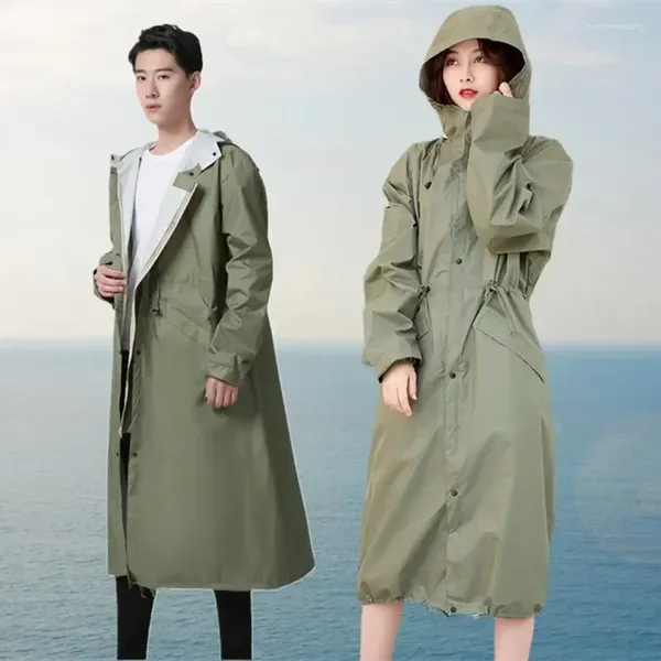 Casacos de trincheira femininos longos capa de chuva homens mulheres / mulheres poncho impermeável à prova de vento pulôver respirável casaco de chuva chubasquero mujer