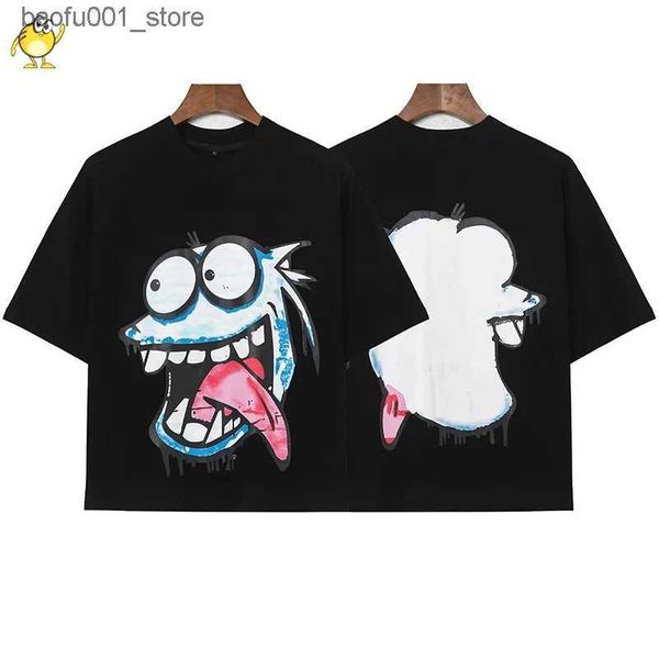 T-shirt da uomo Cartoon Graffiti Stampa Blutosatire Wimpy Kid T Shirt Uomo Donna Casual Allentato 100% cotone Manica corta Nero Q240220