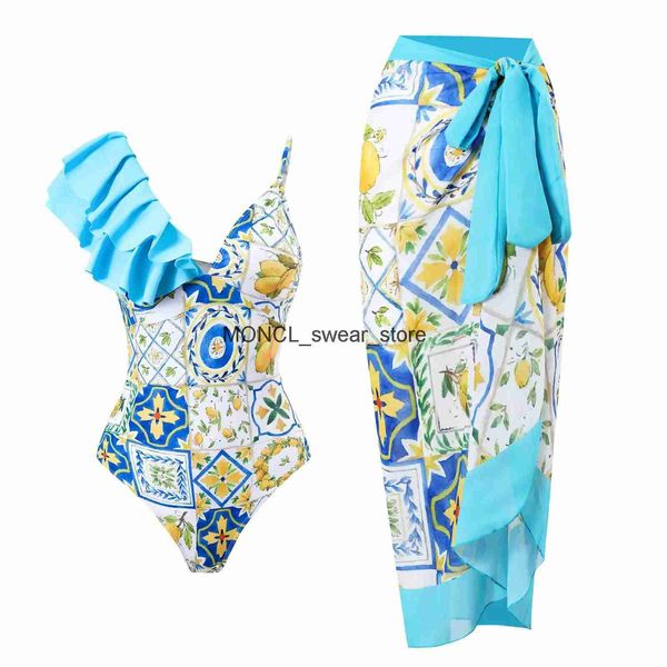 Mulheres Swimwear 2023 Nova Chegada Push Up Mulheres Bikini Set Floral Impresso Ruffle Biquinis Strappy Bandage Biquini Brasileiro MaiôH2422006